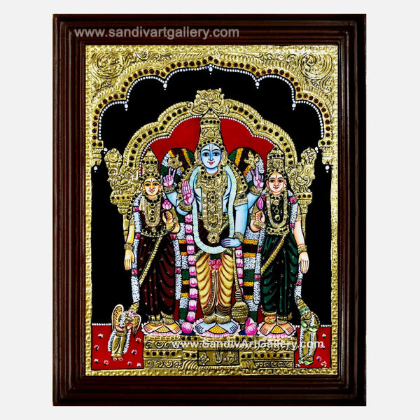 Narayanan Sridevi Bhudevi Tanjore Painting