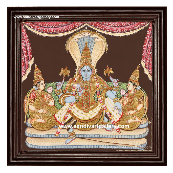 Vishnu with Sridevi Boodevi Tanjore Painting