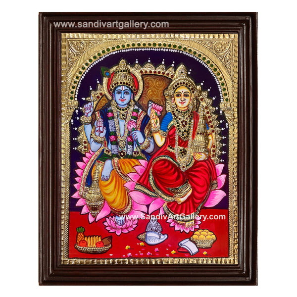 Lakshmi Narayanan Semi Embossed Tanjore Painting