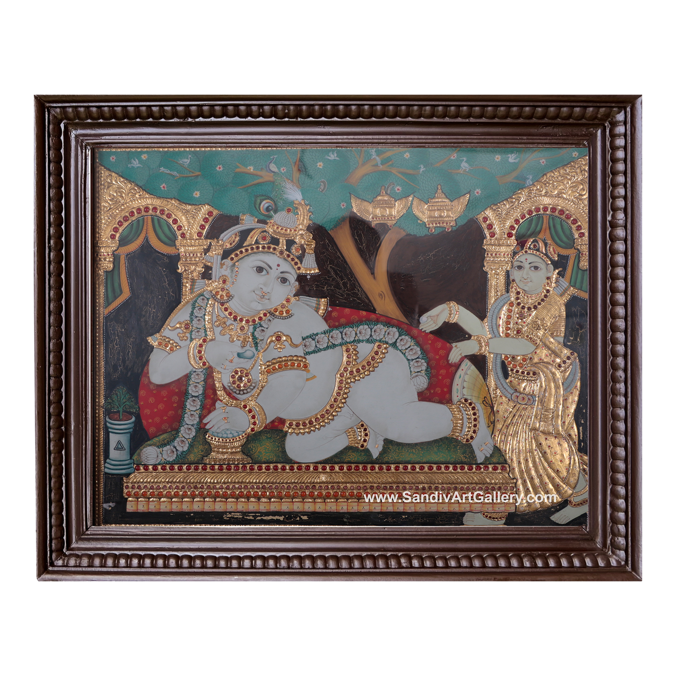 Antique Baby Krishna Tanjore Painting