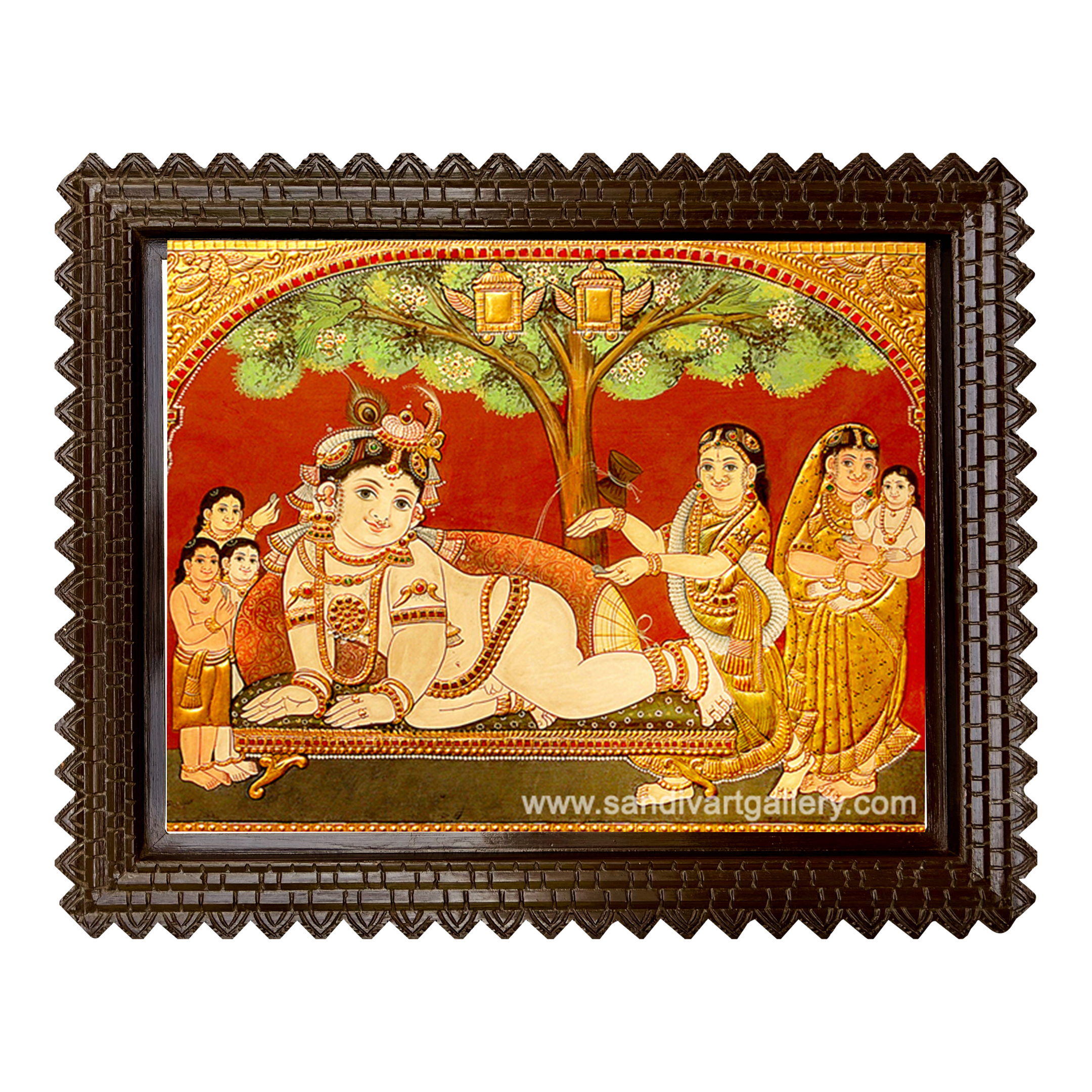 Antique Baby Thaval Krishna Tanjore Painting