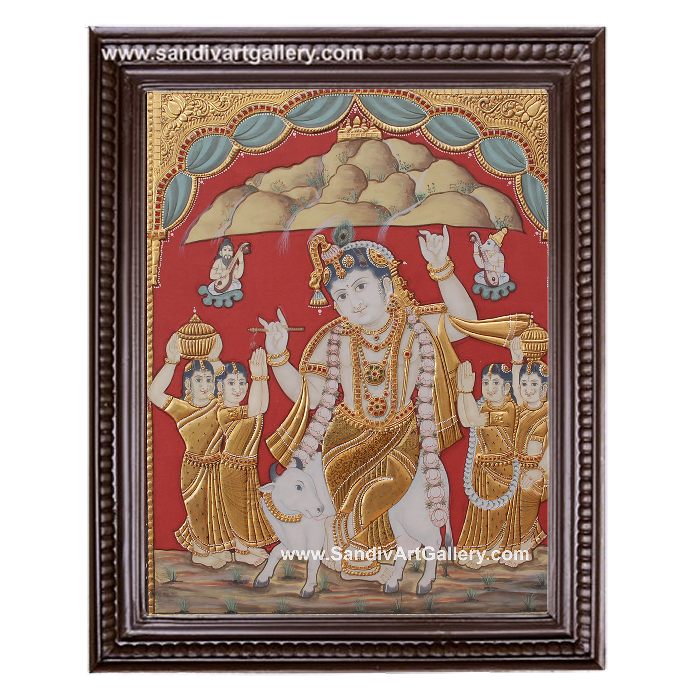 Antique Govardhana Krishna Tanjore Painting