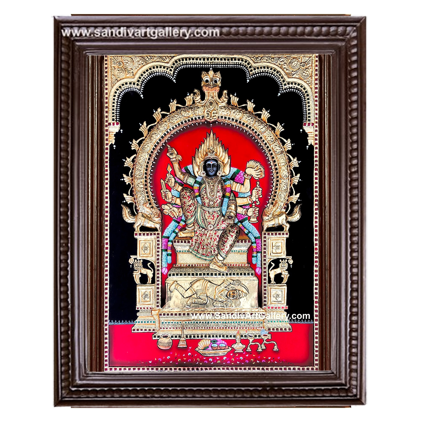 Ettukai Amman 3D Embossed Tanjore Painting