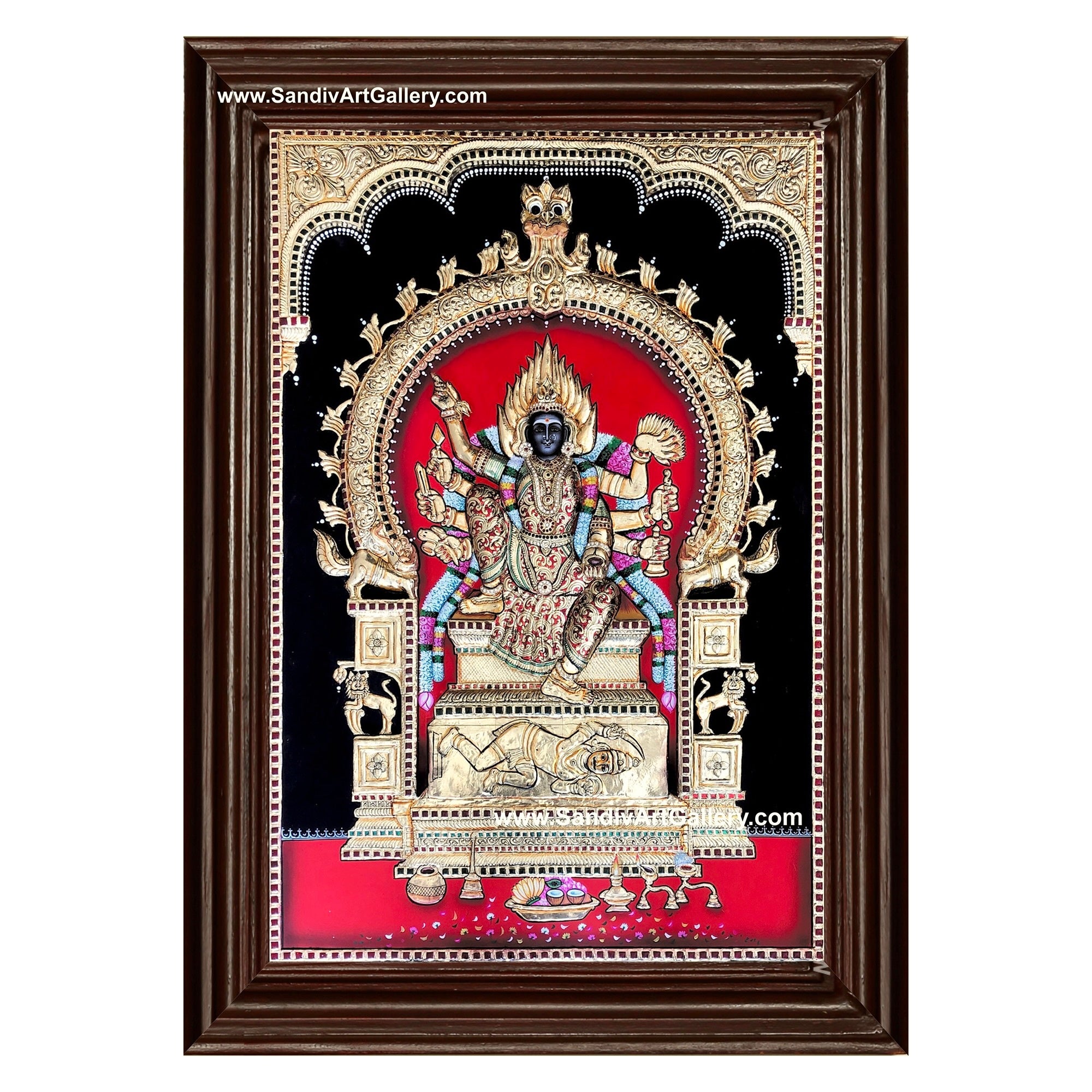 Ettukai Amman 3D Embossed Tanjore Painting
