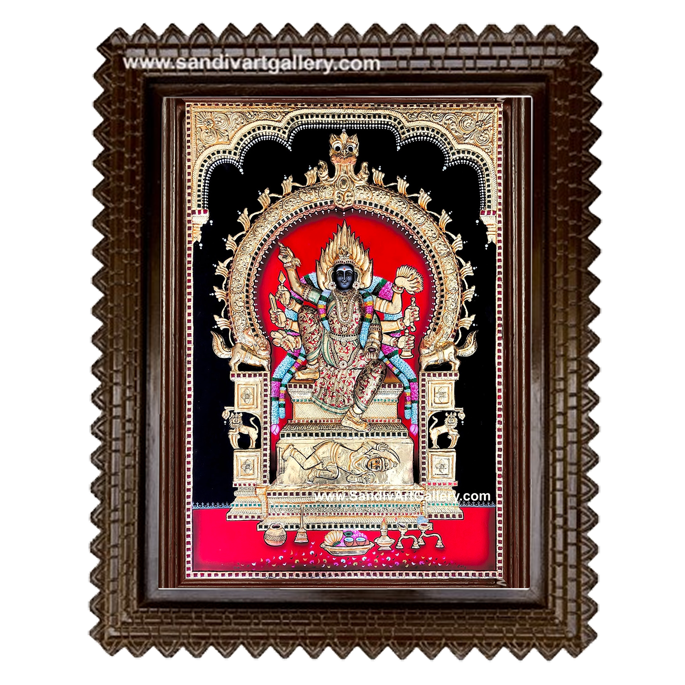 Ettukai Amman 3D Embossed Tanjore Painting