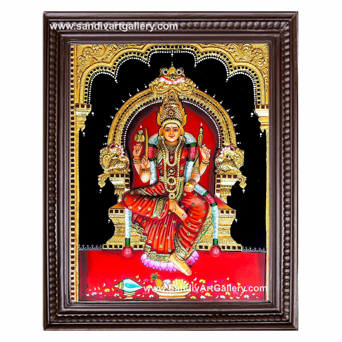 Pollachi Mariamman 3D Embossed Tanjore Painting