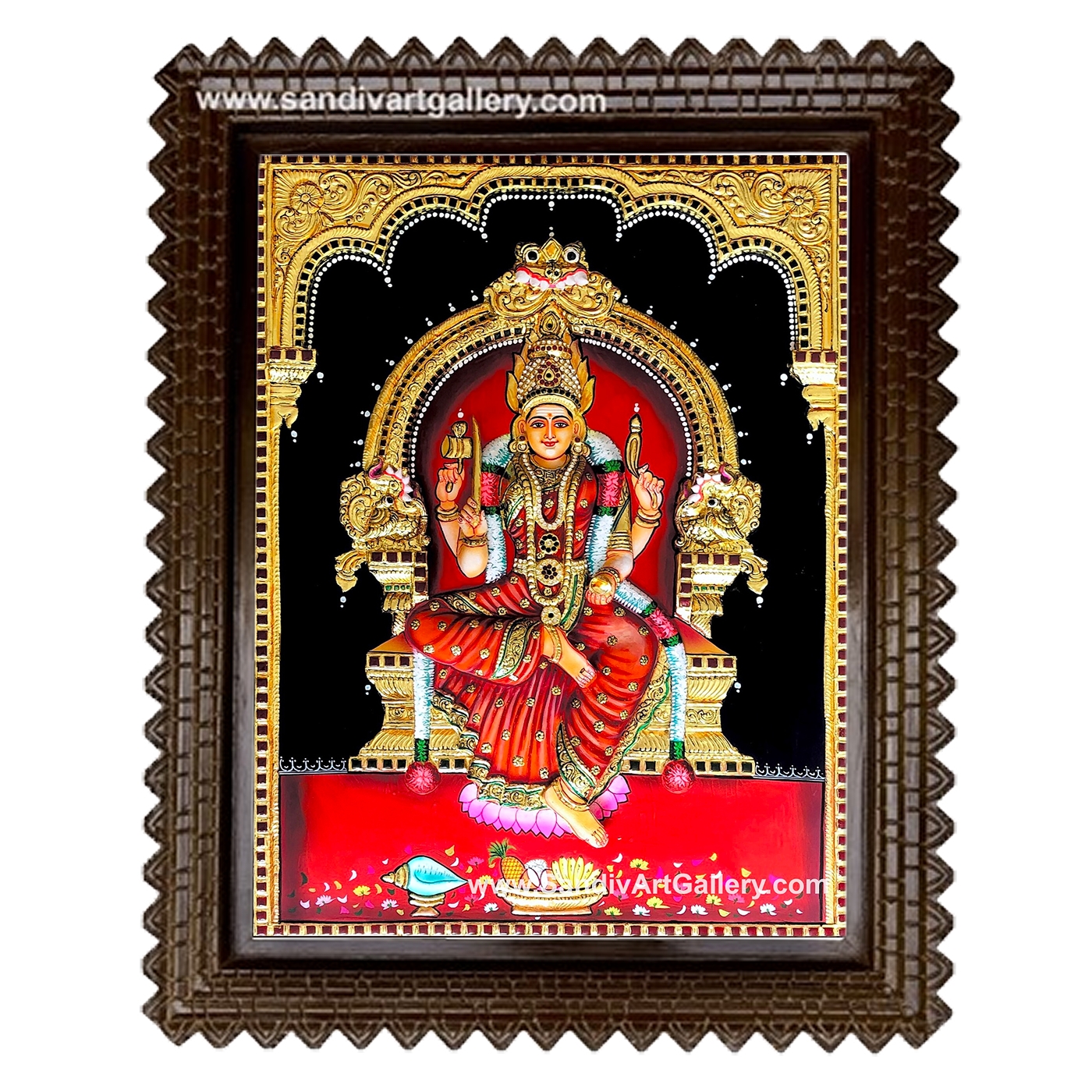 Pollachi Mariamman 3D Embossed Tanjore Painting