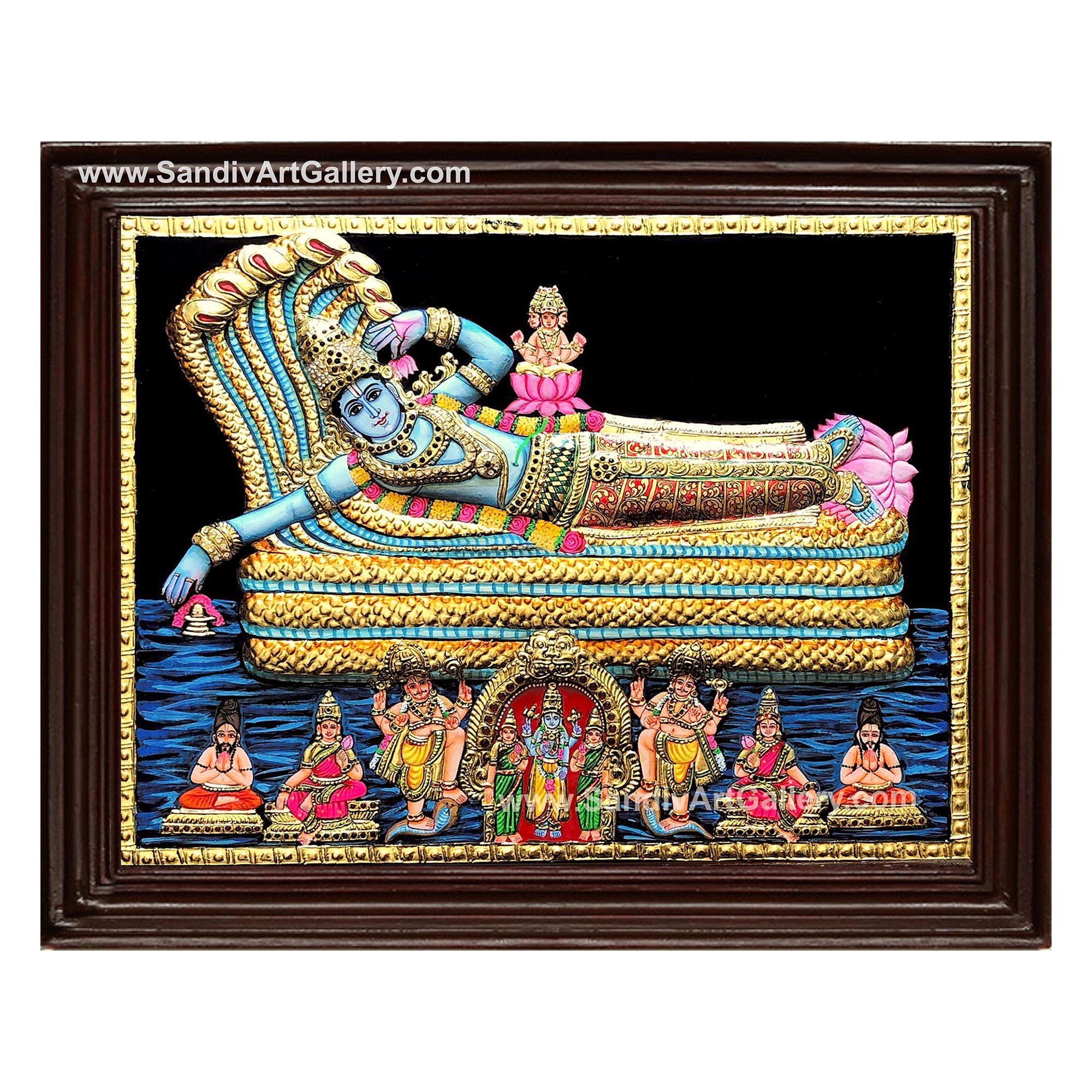 Pallikonda Perumal Semi Embossed Tanjore Painting