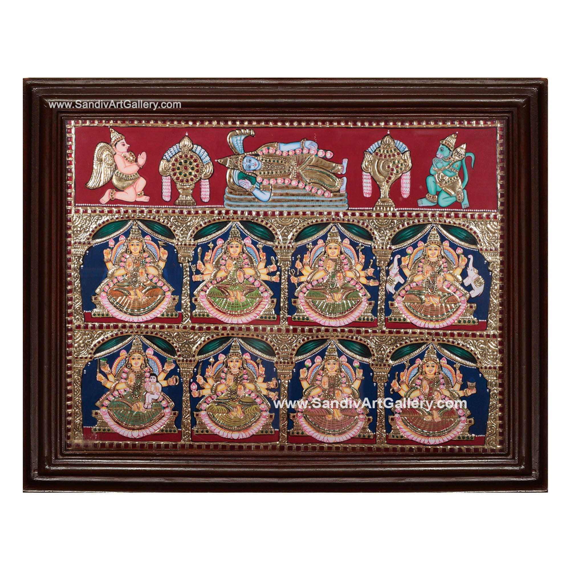 Ashtalakshmi with Ranganathar Tanjore Painting