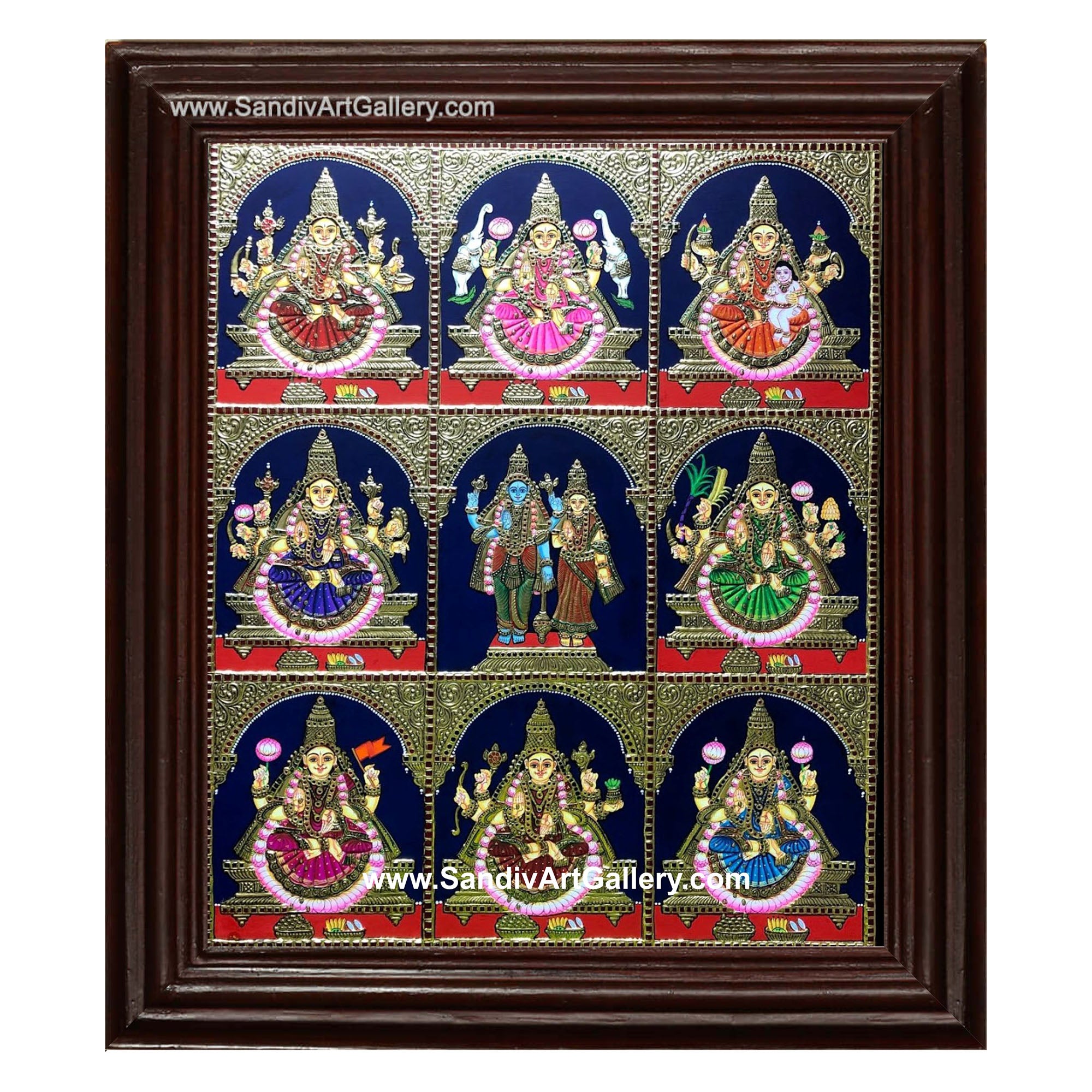 Ashtalakshmi with Vishnu Lakshmi Tanjore Painting