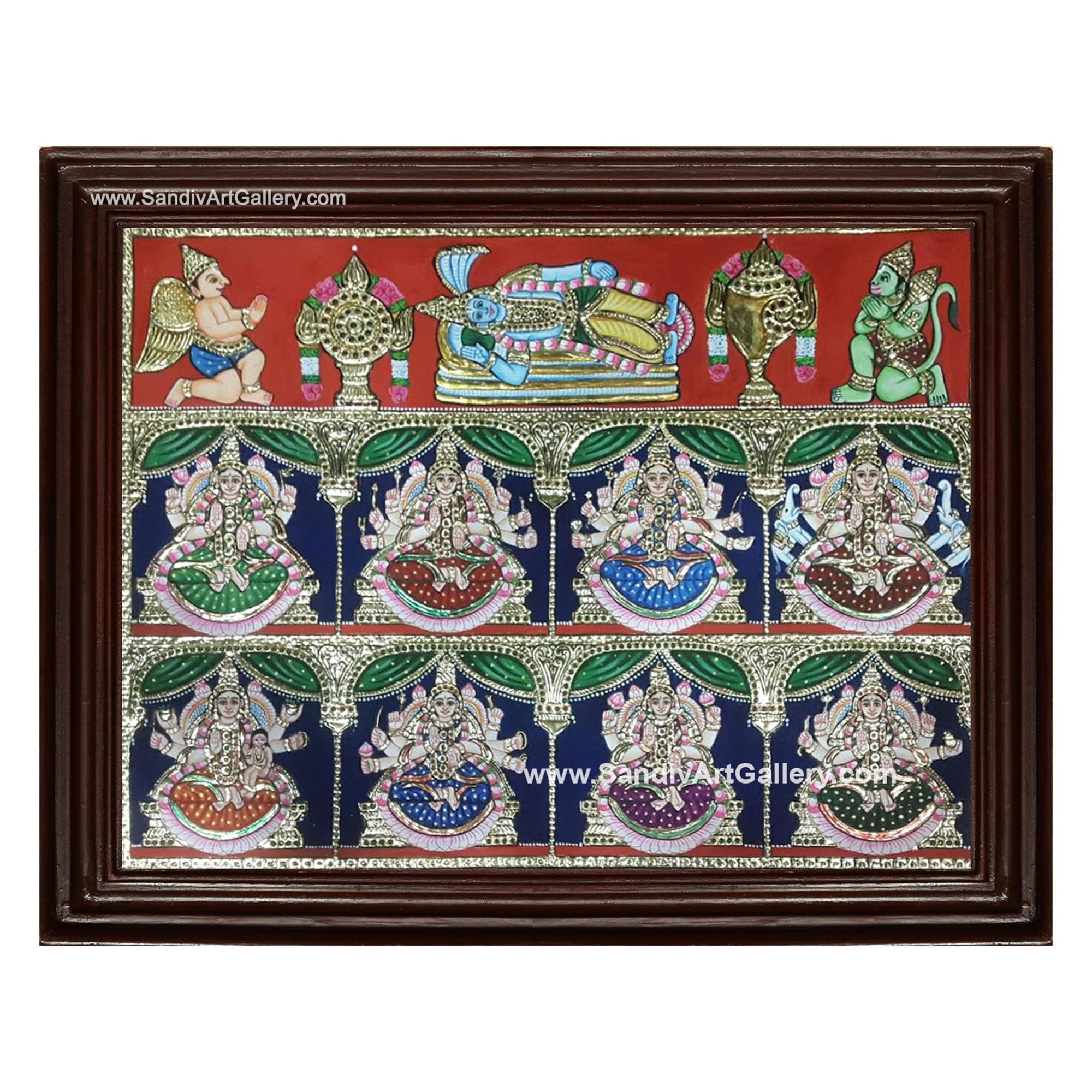 Ashtalakshmi with Ranganathar Tanjore Painting