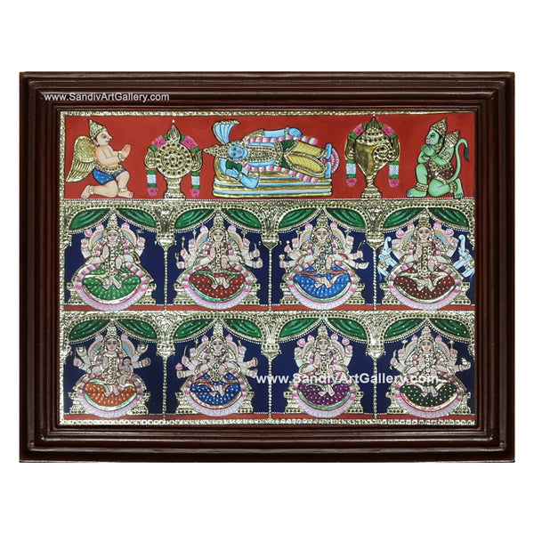 Ashtalakshmi with Ranganathar Tanjore Painting