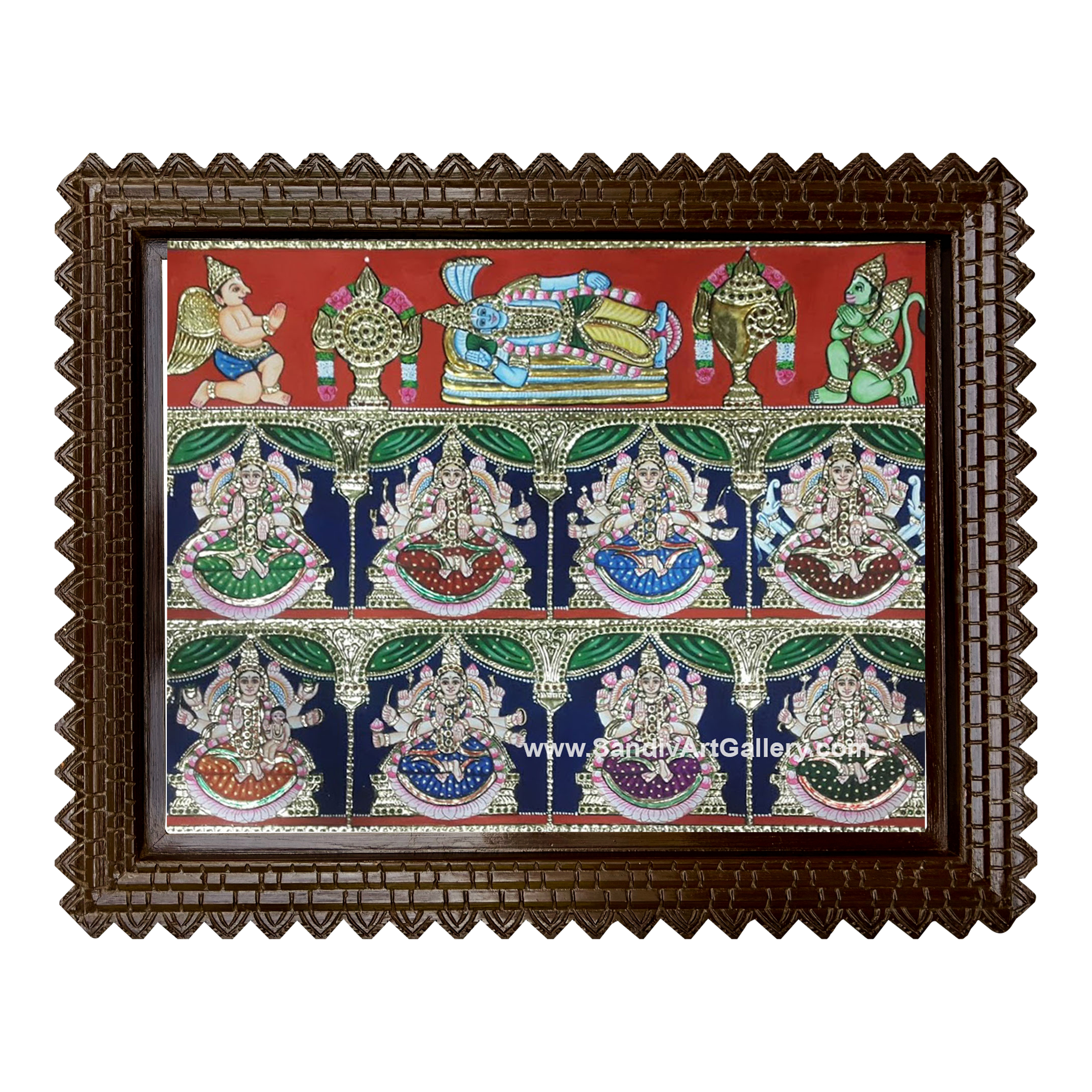 Ashtalakshmi with Ranganathar Tanjore Painting