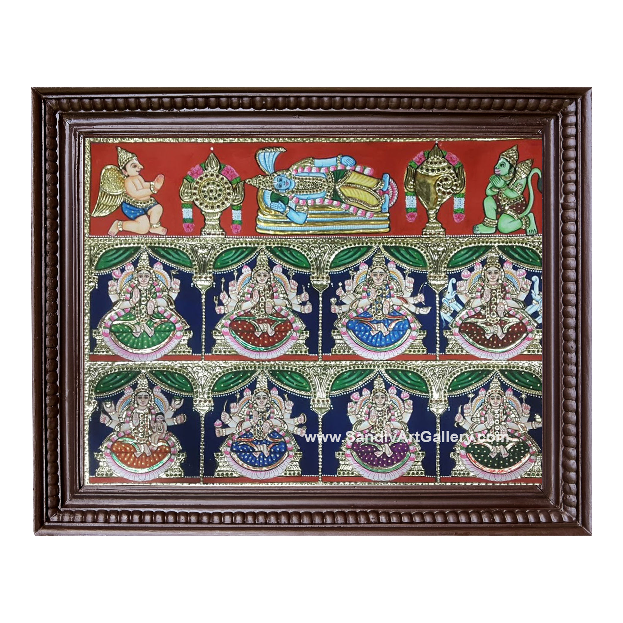 Ashtalakshmi with Ranganathar Tanjore Painting