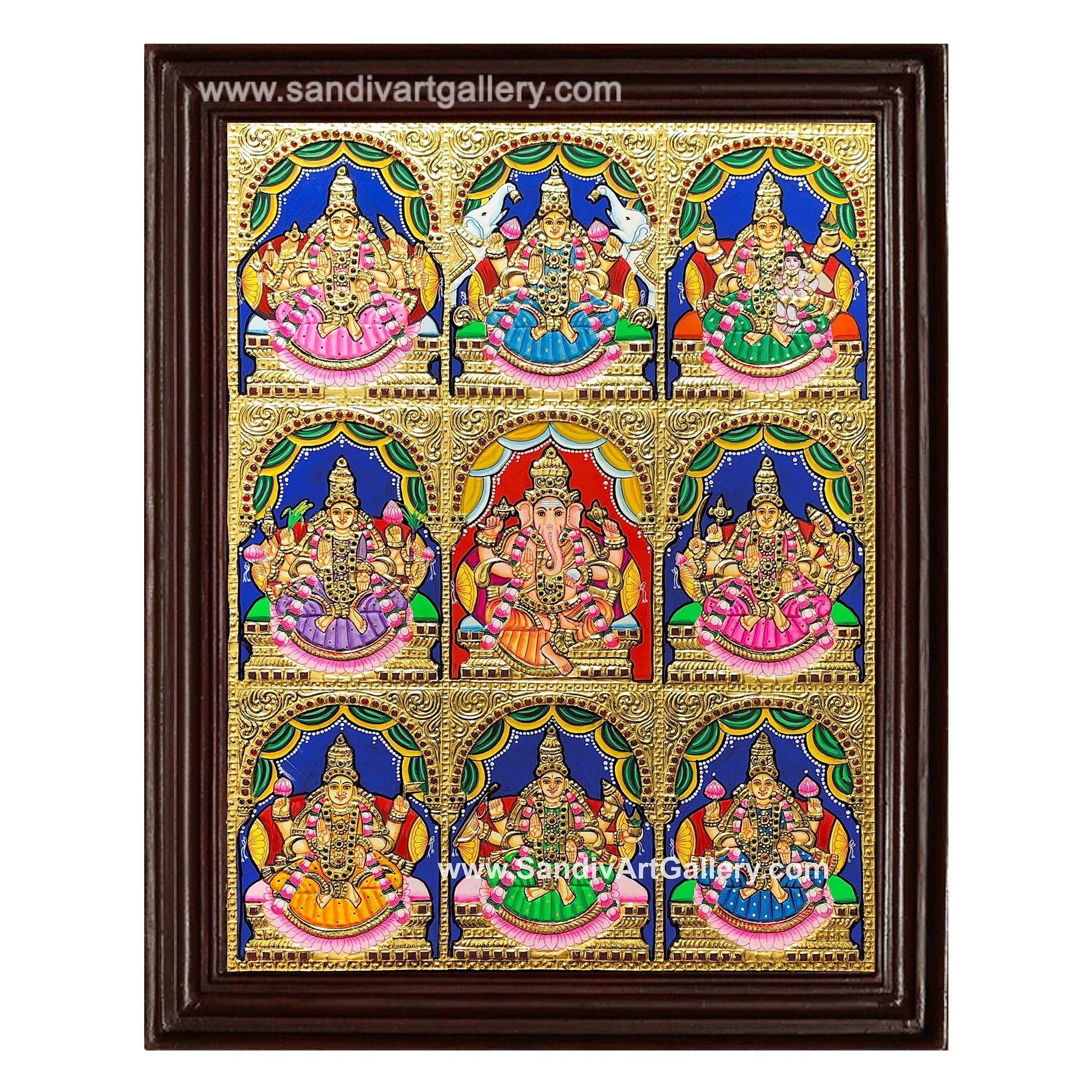 Ashtalakshmi with Vinayagar Tanjore Painting