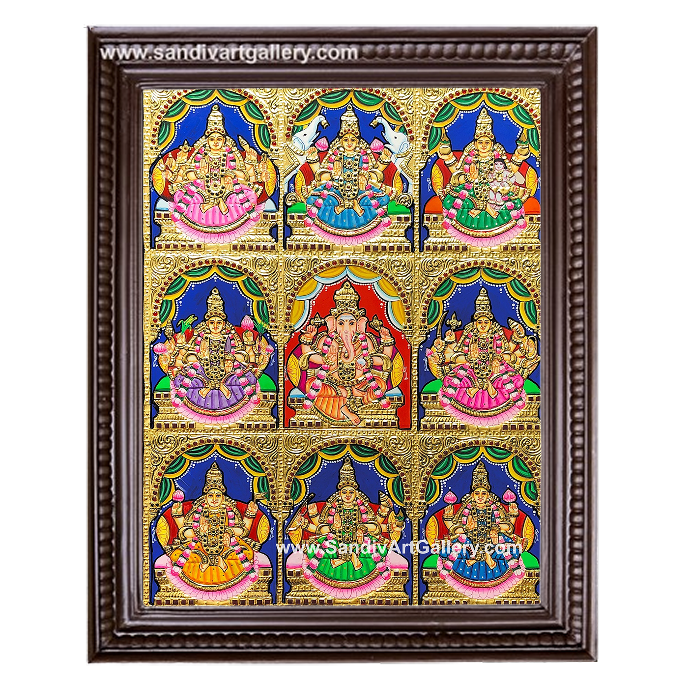 Ashtalakshmi with Vinayagar Tanjore Painting