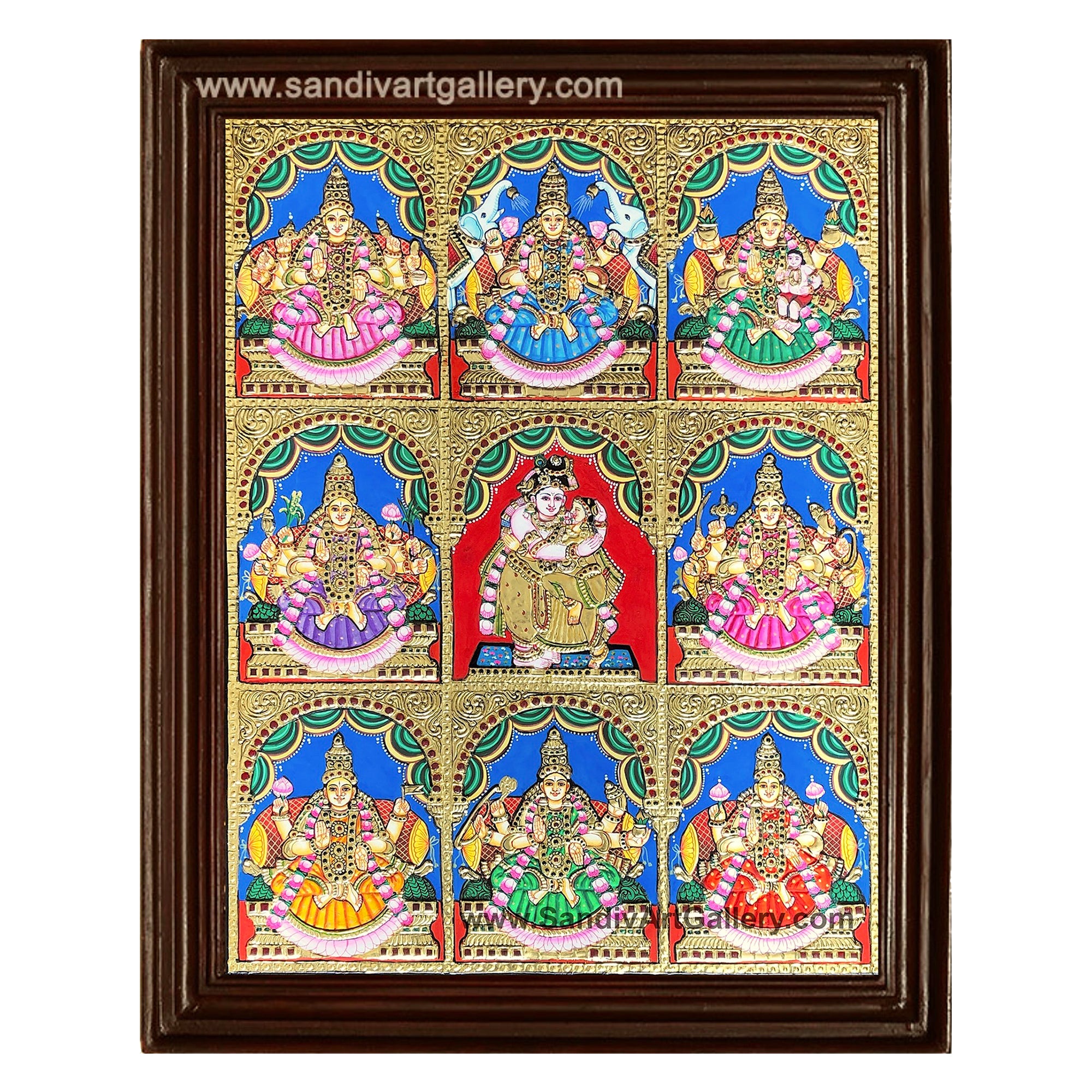 Ashtalakshmi with Radha Krishna Tanjore Painting