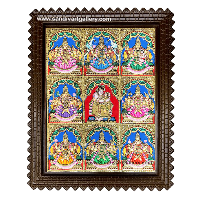 Ashtalakshmi with Radha Krishna Tanjore Painting