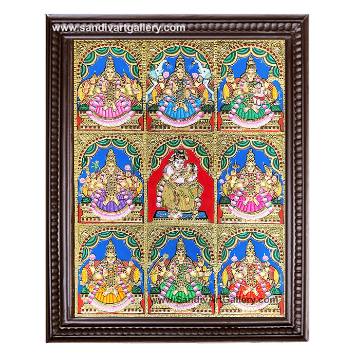 Ashtalakshmi with Radha Krishna Tanjore Painting
