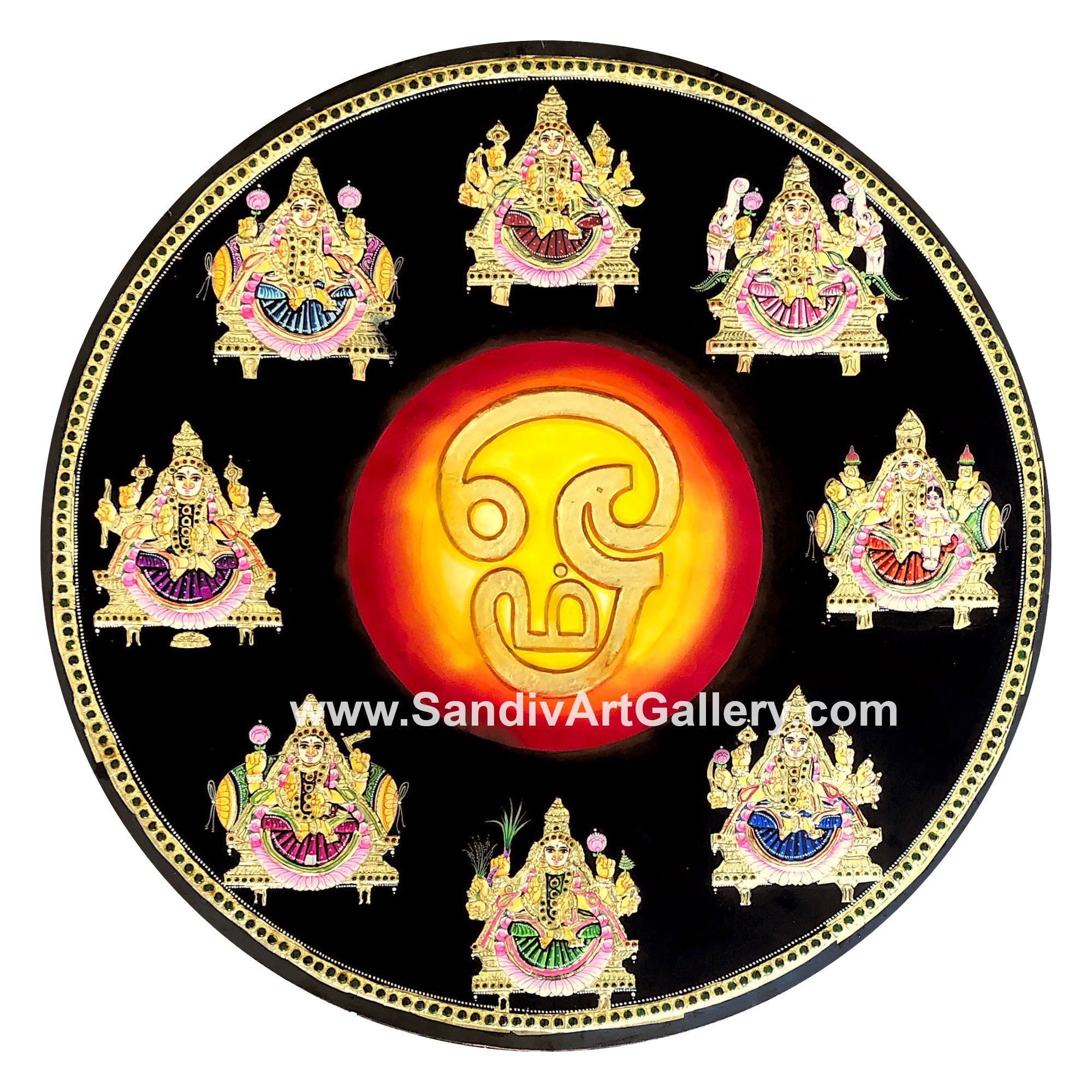 Round Ashtalakshmi Tanjore Painting