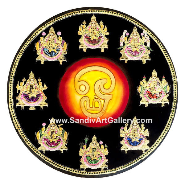 Round Ashtalakshmi Tanjore Painting