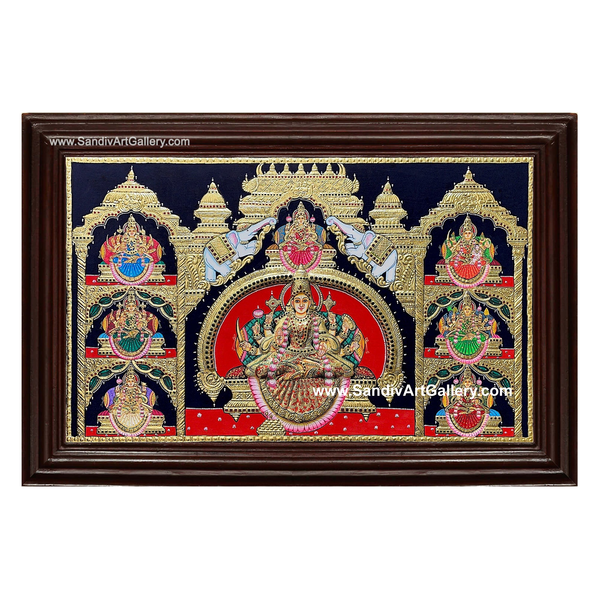 Ashtalakshmi Semi Embossed Tanjore Painting