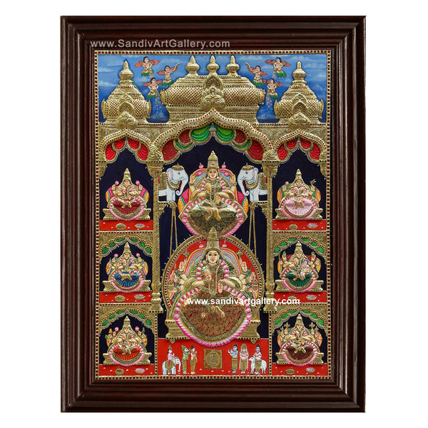 Ashtalakshmi Semi Embossed Tanjore Painting