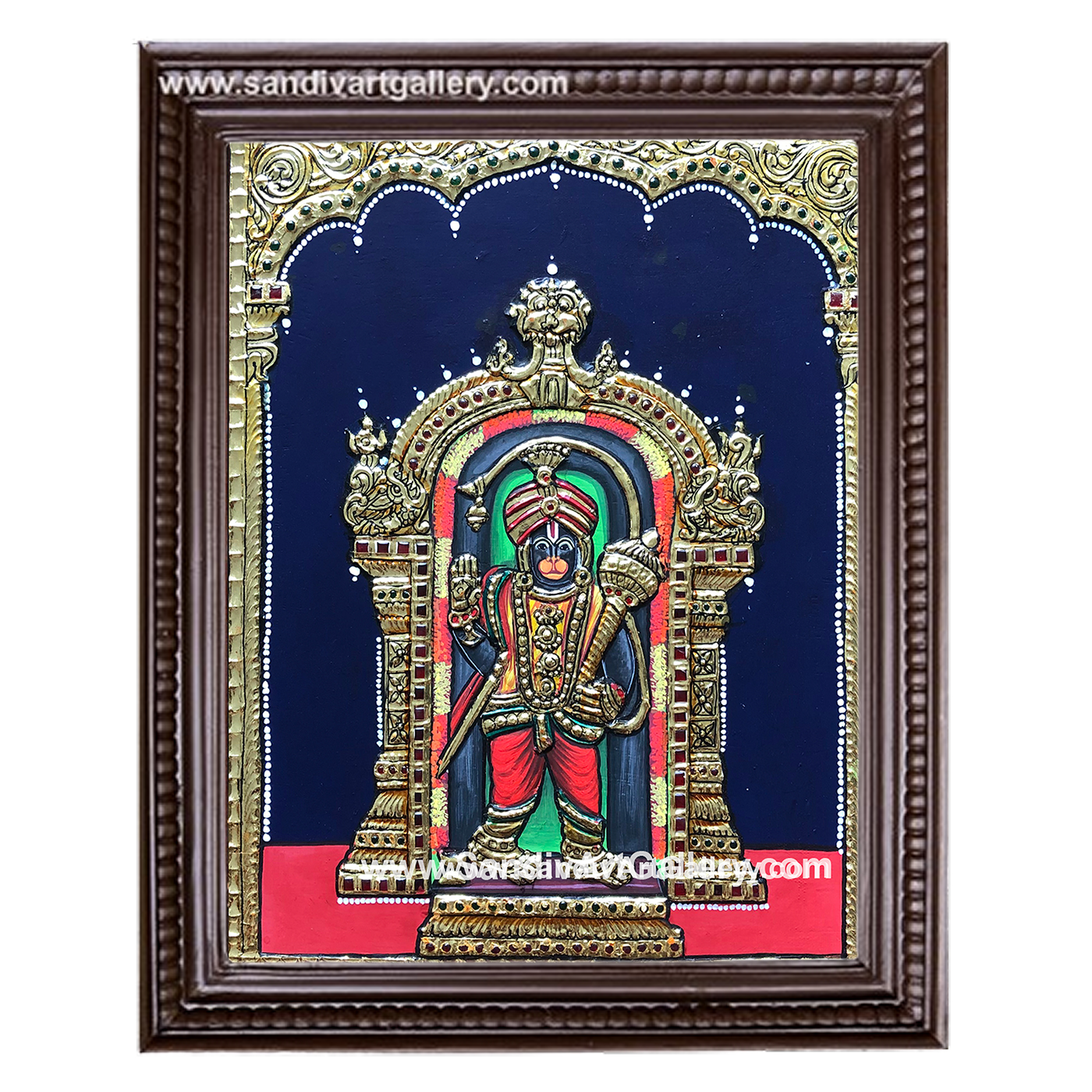 Ashtamsa Hanuman Tanjore Painting1