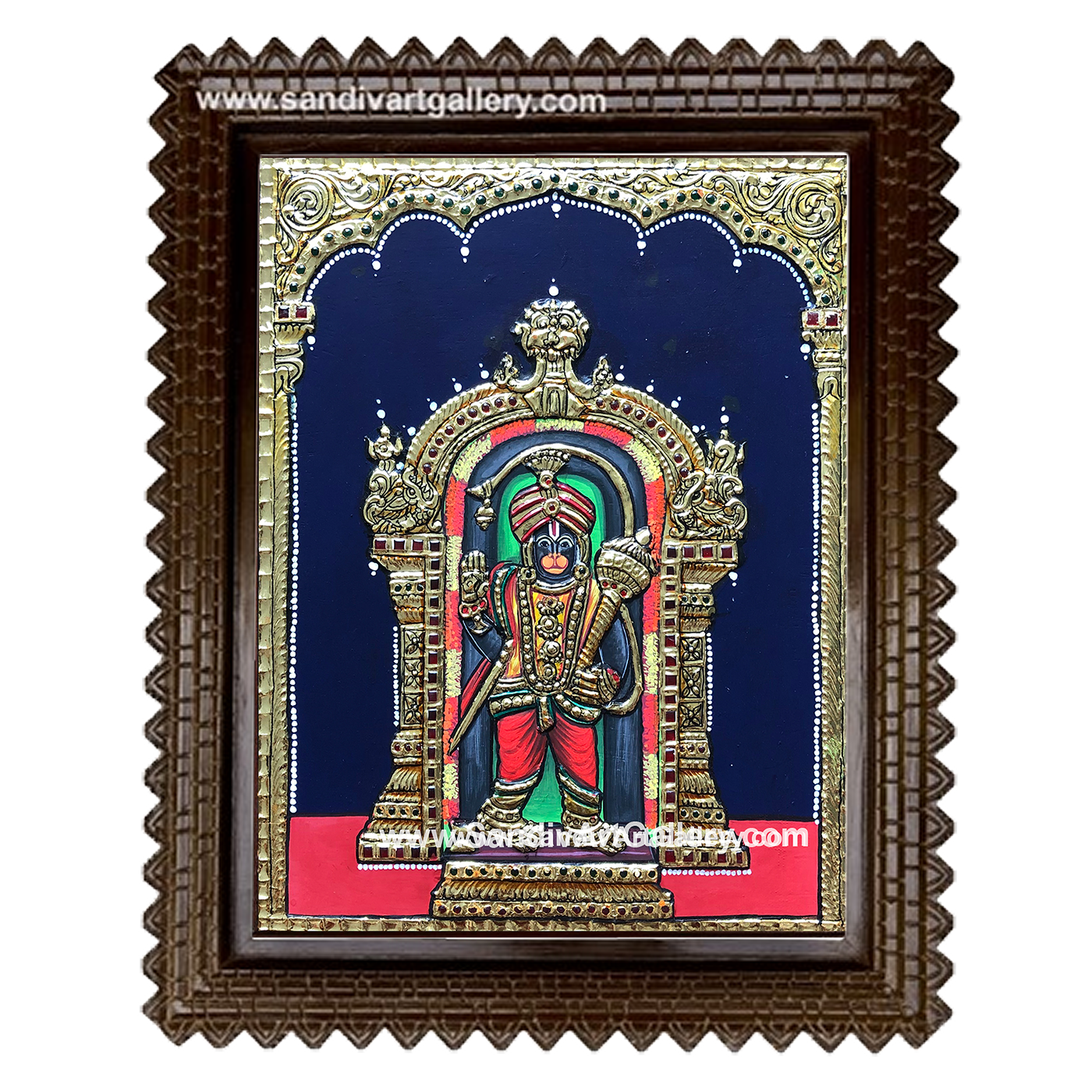 Ashtamsa Hanuman Tanjore Painting1