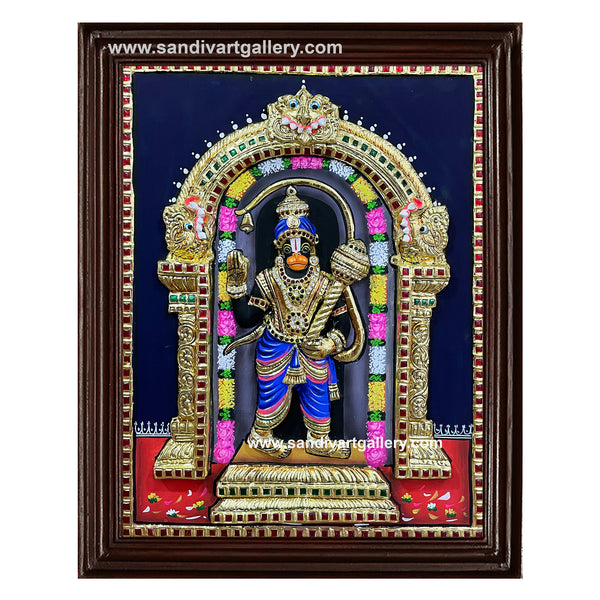 Ashtamsa Hanuman 3D Embossed Tanjore Painting