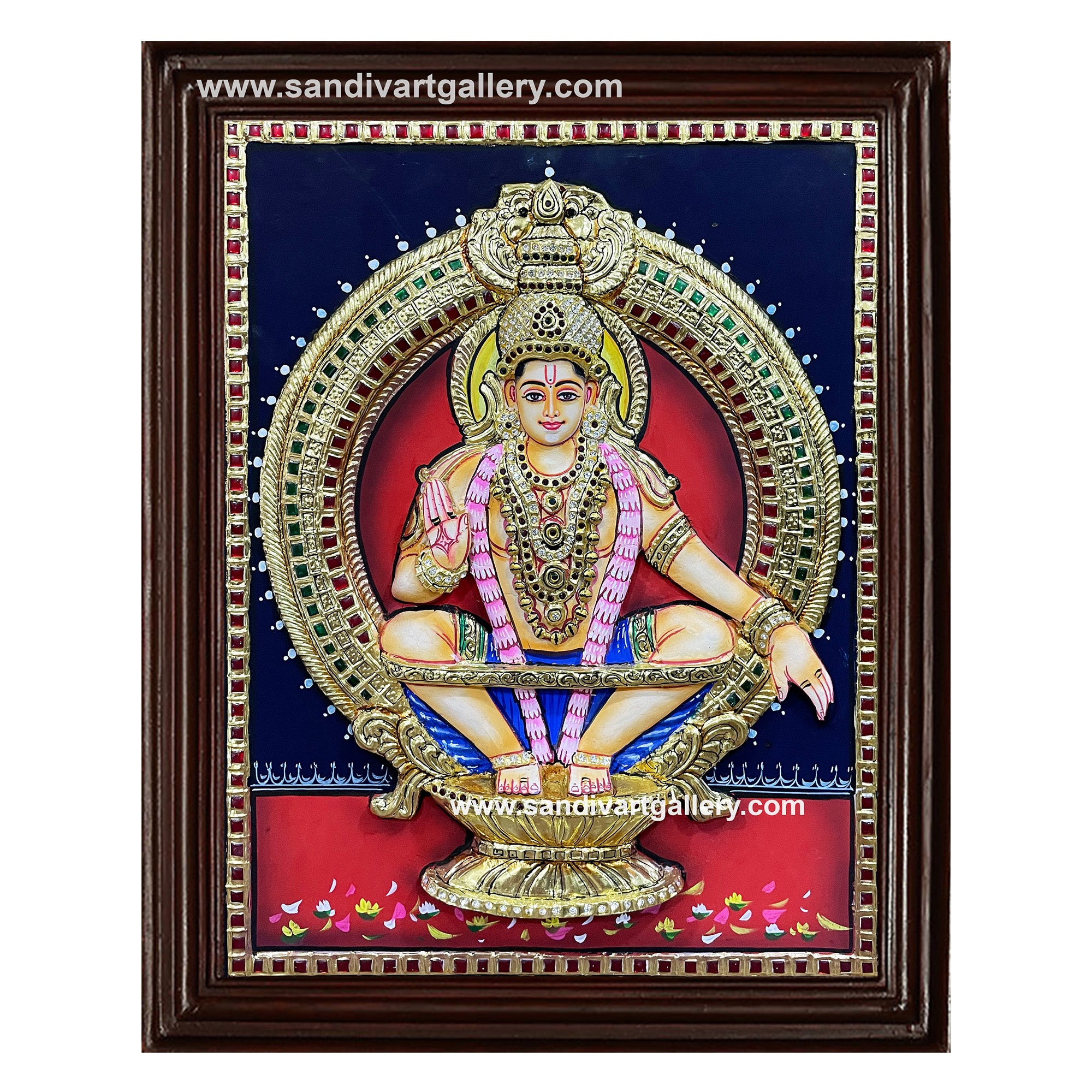 Ayyappan 3D Embossed Tanjore Painting