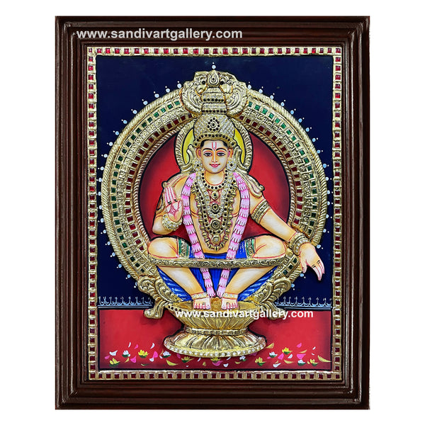 Ayyappan 3D Embossed Tanjore Painting