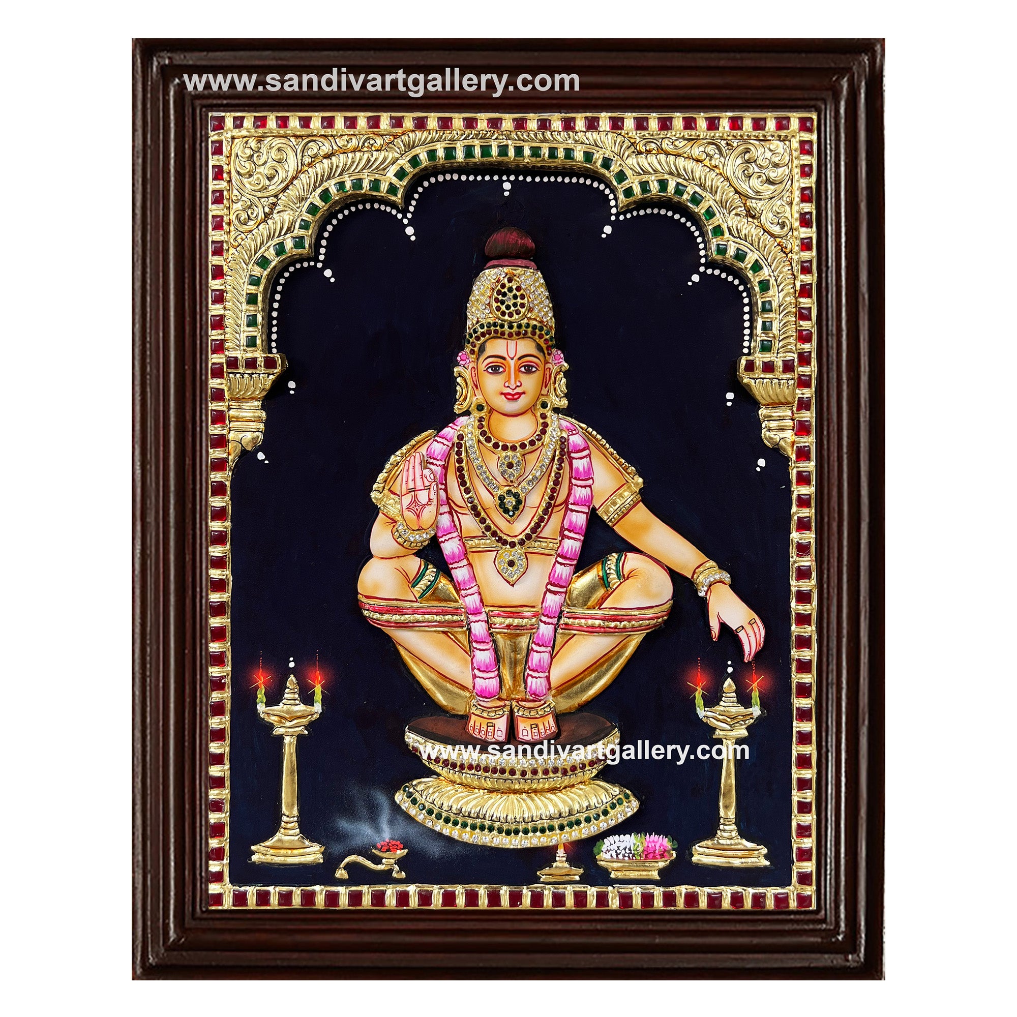 Ayyappan 3D Embossed Tanjore Painting