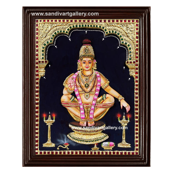 Ayyappan 3D Embossed Tanjore Painting