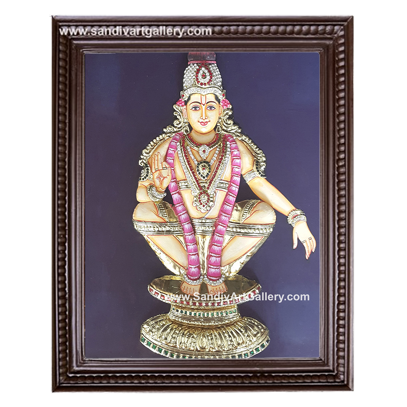 Ayyappan 3D Embossed Tanjore Painting