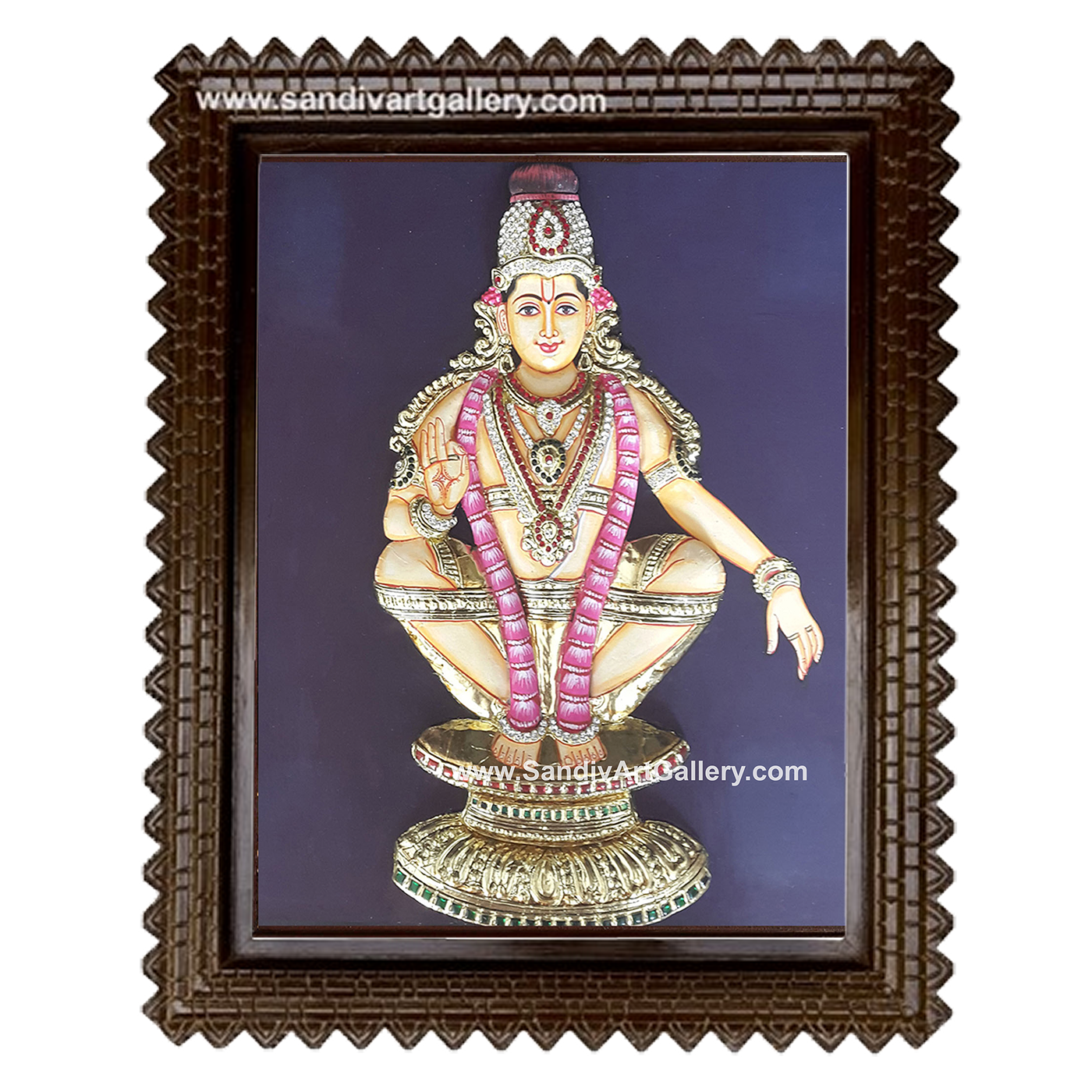 Ayyappan 3D Embossed Tanjore Painting