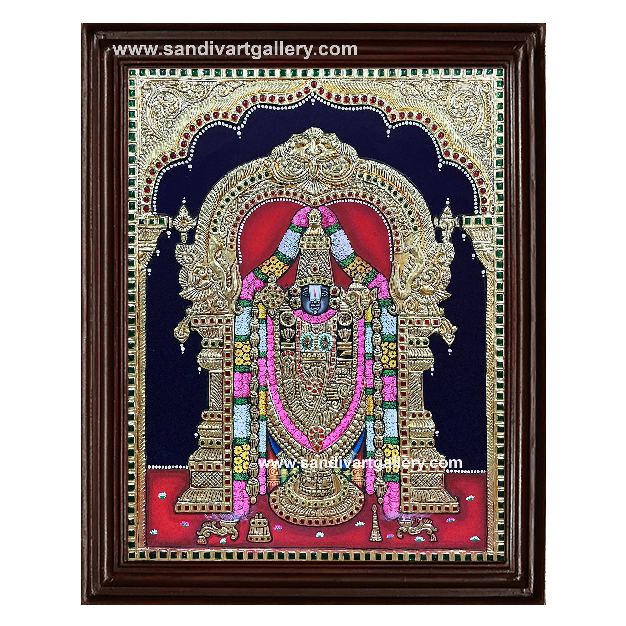 Thirupathi Balaji Semi Embossed Embossed Tanjore Painting