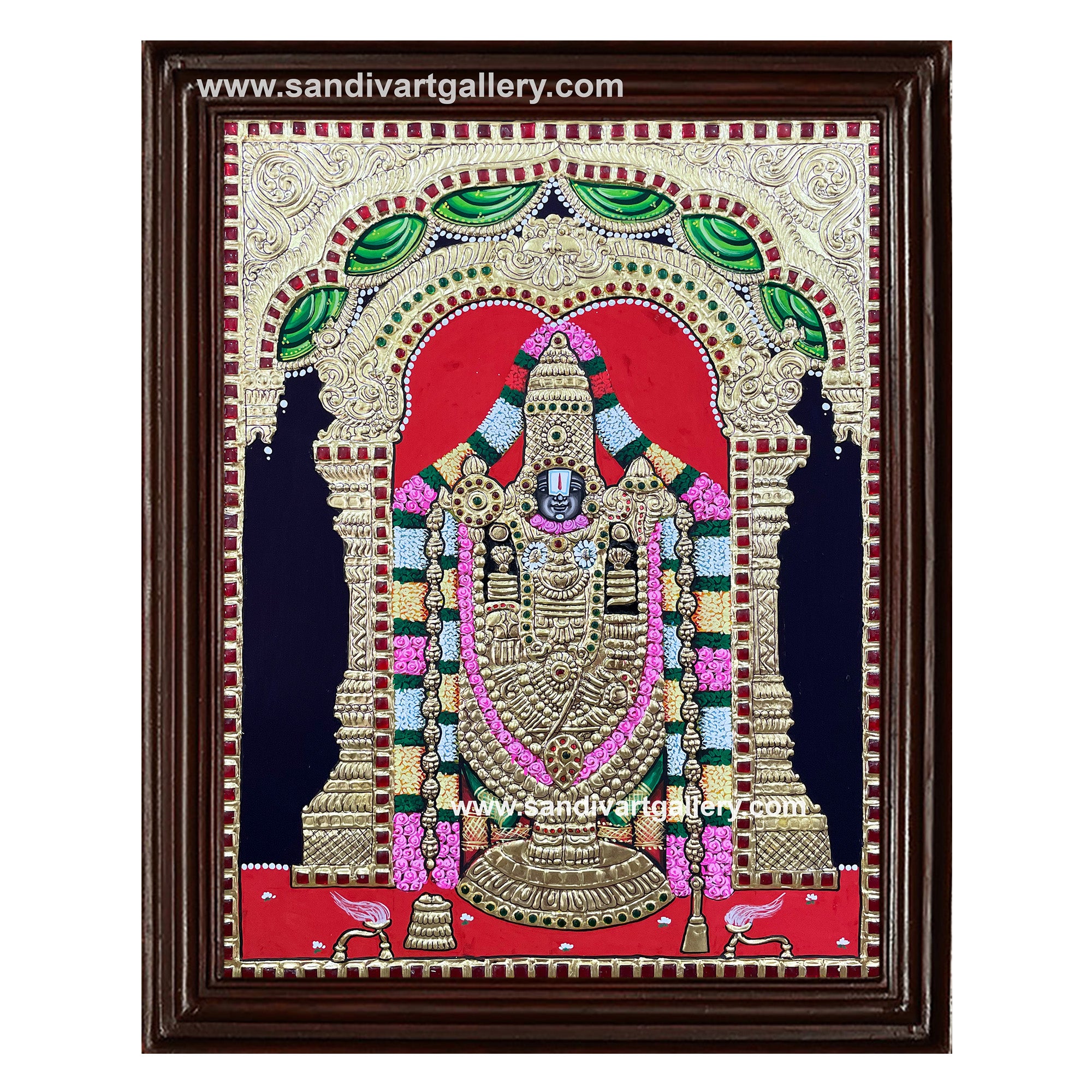 Balaji with Curtain Tanjore Painting