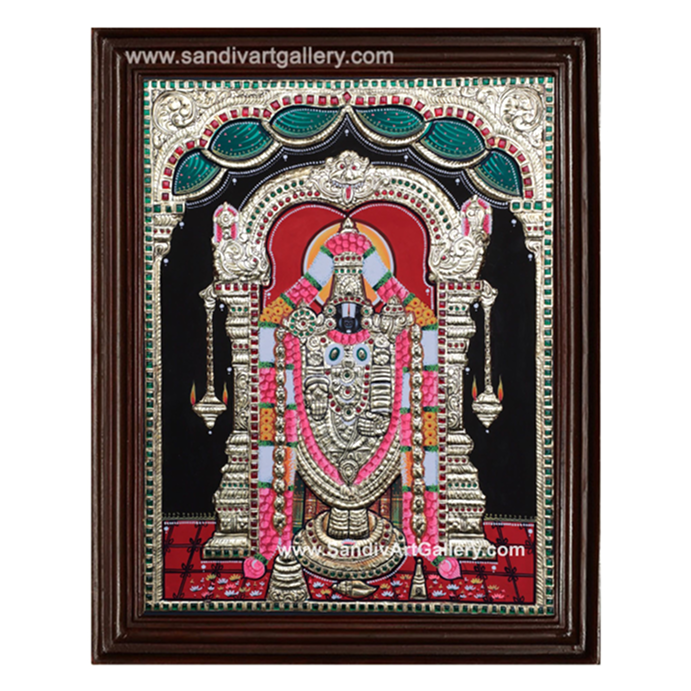 Balaji with Curtain Tanjore Painting