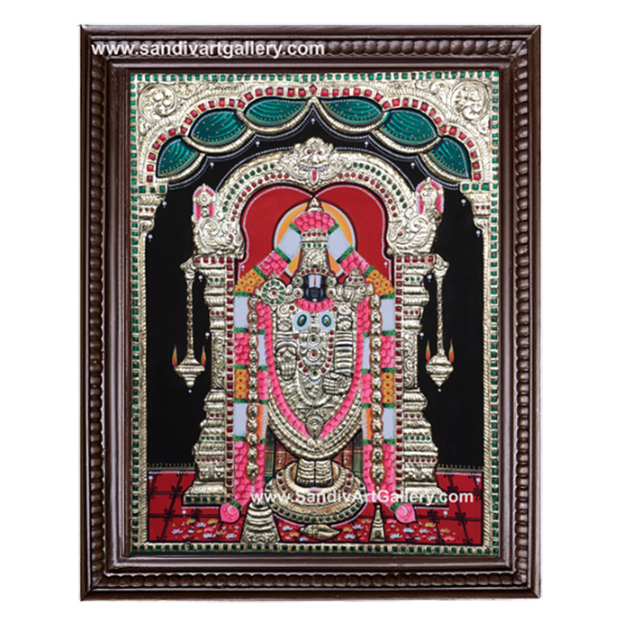 Balaji with Curtain Tanjore Painting