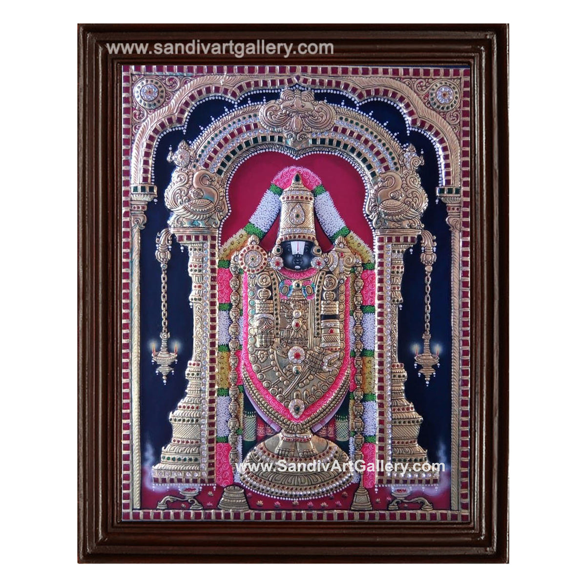 Thirupathi Balaji Semi Embossed Embossed Tanjore Painting