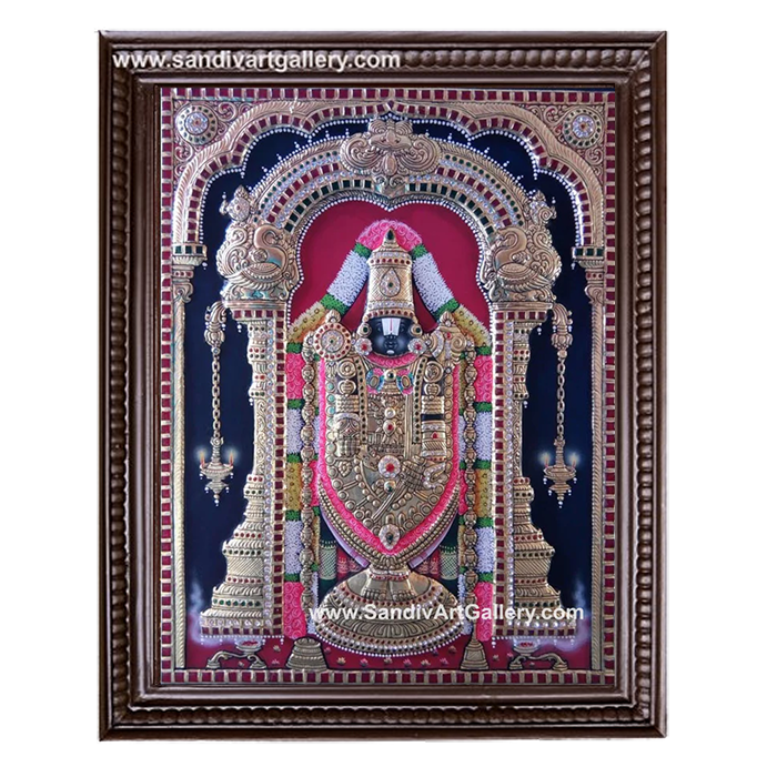 Thirupathi Balaji Semi Embossed Embossed Tanjore Painting