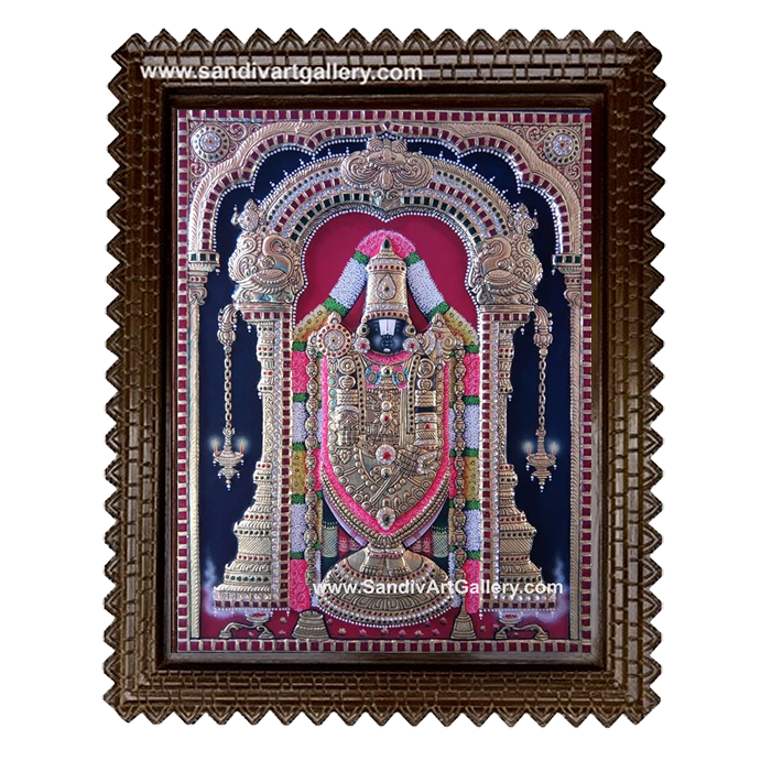 Thirupathi Balaji Semi Embossed Embossed Tanjore Painting