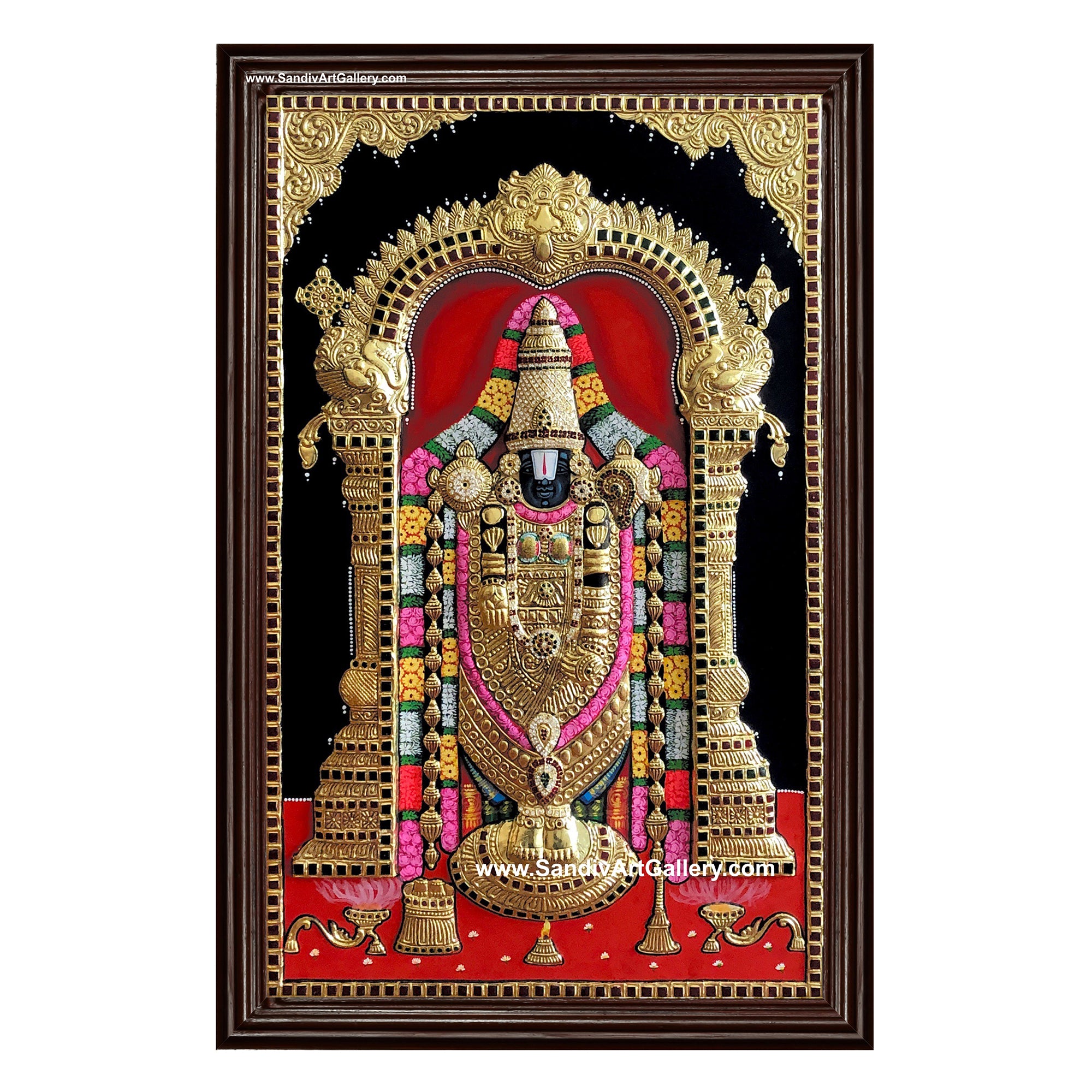 Thirupathi Balaji Semi Embossed Tanjore Painting