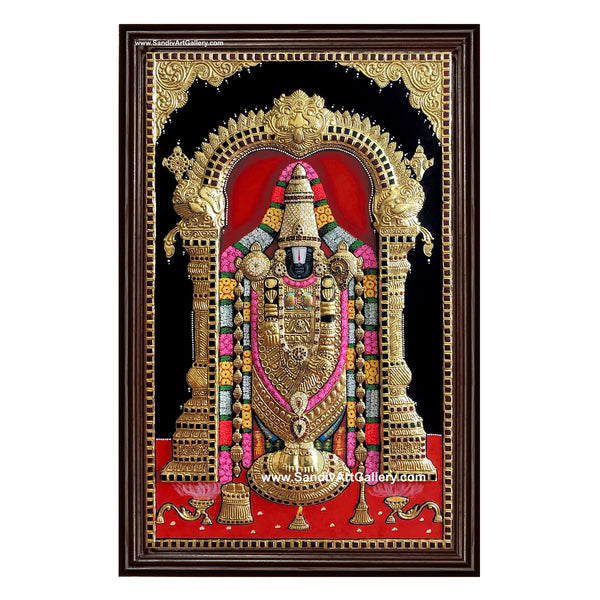 Thirupathi Balaji Semi Embossed Tanjore Painting