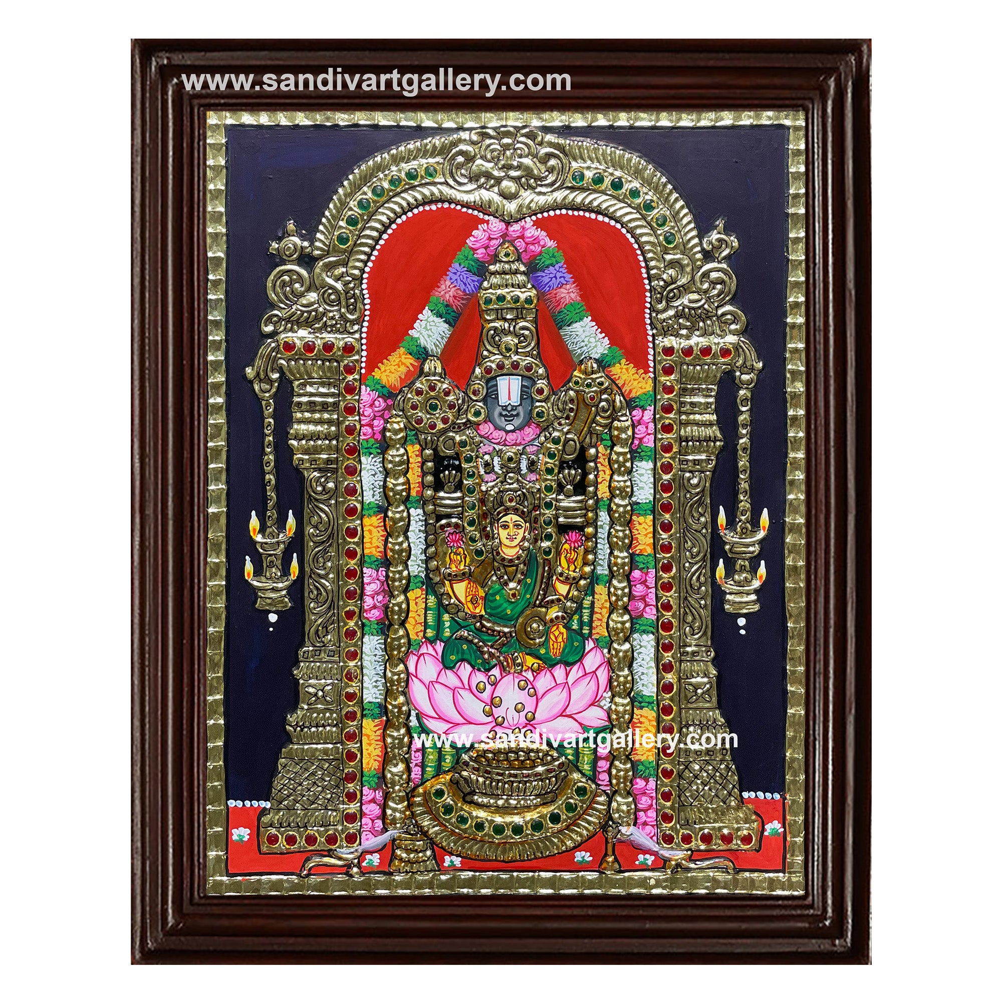Balaji with Lakshmi tanjore Painting