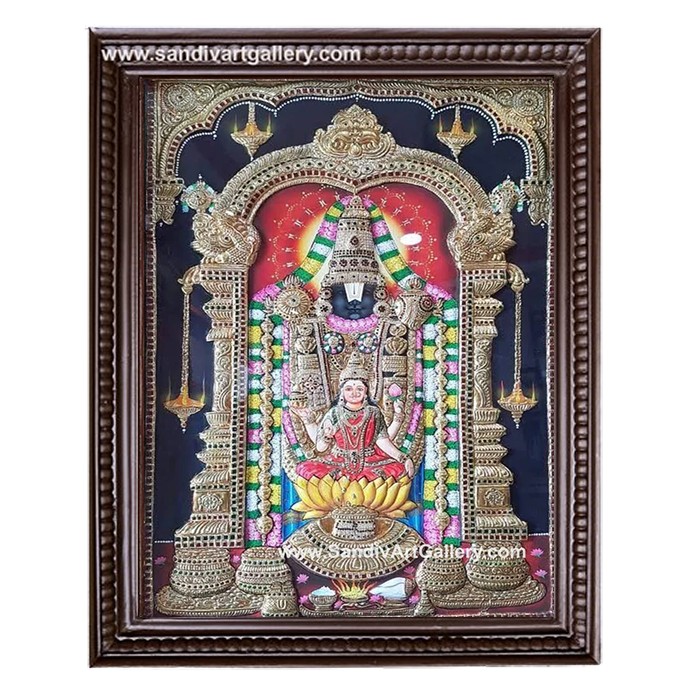 Thirupathi Balaji with Lakshmi Semi Embossed Tanjore Painting
