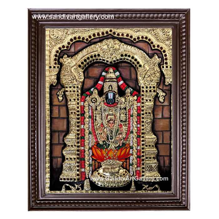 Venkateshwara Swmay with Lakshmi Semi Embossed Tanjore Painting