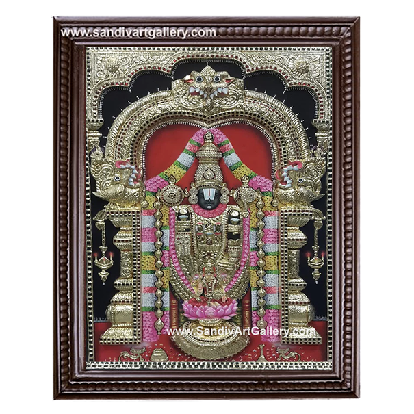 Thirupathi Balaji with Lakshmi 3D Embossed Tanjore Painting