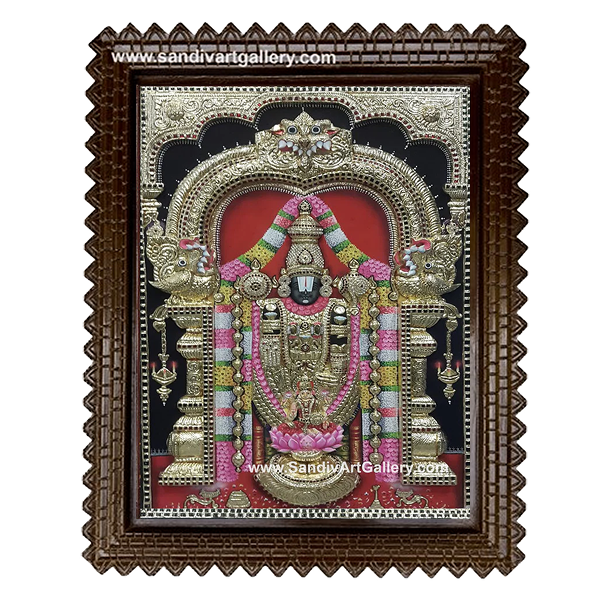 Thirupathi Balaji with Lakshmi 3D Embossed Tanjore Painting